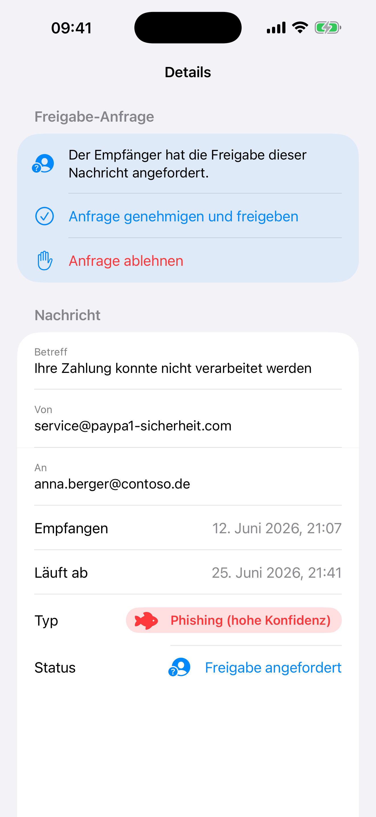 Freigabe-Anfrage genehmigen oder ablehnen